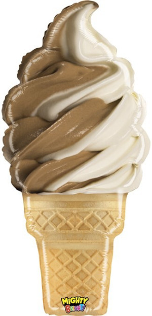 Шар (32''/81 см) Фигура, Мороженое, Вафельный стаканчик, Шоколадный/Крем-брюле, 1 шт.