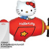 Шар (36''/91 см) Фигура, Hello Kitty, Котенок в самолете, Красный, 1 шт. в упак.