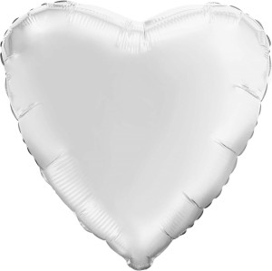Шар (30''/76 см) Сердце, Белый, 1 шт. в уп.
