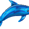 Шар (33''/84 см) Фигура, Дельфин, Голубой, 1 шт.