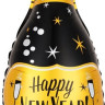 Шар (38''/97 см) Фигура, Бутылка Шампанское, С Новым Годом! (бокалы), Черный, 1 шт.
