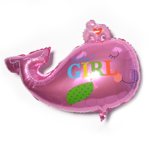 Шар (33''/84 см) Фигура, Маленький кит для девочки, Розовый, 1 шт.