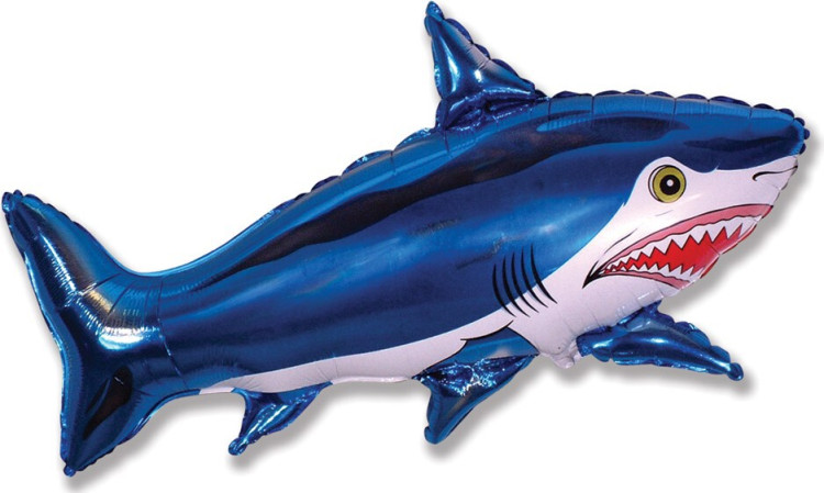 Шар (42''/107 см) Фигура, Страшная акула, Синий, 1 шт.