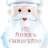 Шар (33''/84 см) Фигура, Голова, Дед Мороз (борода в снежинках), 1 шт.