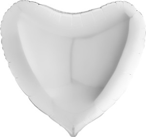 Шар (36''/91 см) Сердце, Белый, 1 шт.