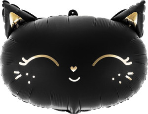 Шар (19''/48 см) Фигура, Голова, Магический котенок, Черный, 1 шт.