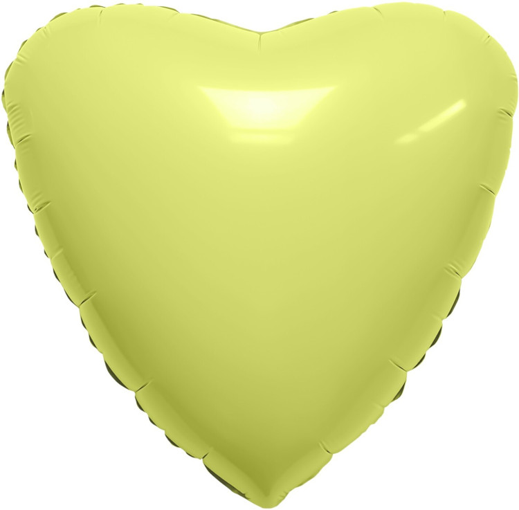 Шар (19''/48 см) Сердце, Лимон, Сатин, 1 шт.