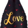 Шар (33''/84 см) Фигура, Бутылка, Шампанское, Love, Черный/Красный, 1 шт.