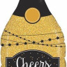 Шар (36''/91 см) Фигура, Бутылка, Новогоднее шампанское, Золото, Голография, 1 шт.