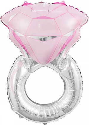 Шар (28''/71 см) Фигура, Кольцо с бриллиантом, Розовый, 1 шт.