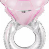 Шар (28''/71 см) Фигура, Кольцо с бриллиантом, Розовый, 1 шт.