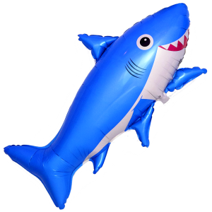 Шар (39''/99 см) Фигура, Счастливая акула, Синий, 1 шт.
