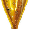 Шар (30''/76 см) Фигура, Бокал Шампанское, Сверкающие искры, Золото, 1 шт.