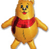 Шар (33''/84 см) Фигура, Медвежонок с красным шарфом, 1 шт.