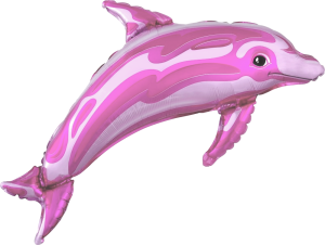 Шар (33''/84 см) Фигура, Дельфин, Розовый, 1 шт.
