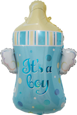Шар (32''/81 см) Фигура, Бутылочка для малыша, Голубой, 1 шт.