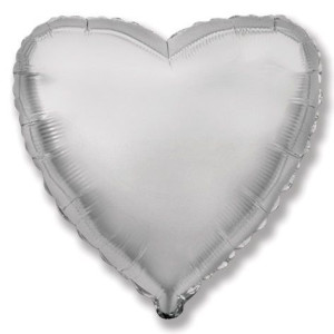 И 18 Сердце Серебро / Heart Silver / 1 шт /, Фольгированный шар