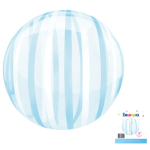 К 18 Сфера 3D Голубые полоски / 1 шт /, Воздушный шар (Китай)