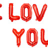 Набор шаров-букв (17''/43 см) Мини-Надпись "I Love You", Красный, 1 шт. в уп.