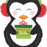 Шар (34''/86 см) Фигура, Пингвин с новогодним подарком, 1 шт.