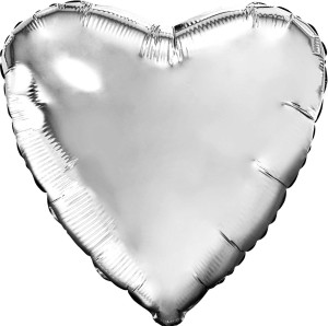 Шар (30''/76 см) Сердце, Серебро, 1 шт. в уп.