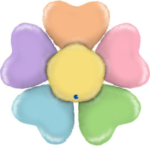Шар (31''/79 см) Цветок, Лепестки Сердечки, Разноцветный, 1 шт.