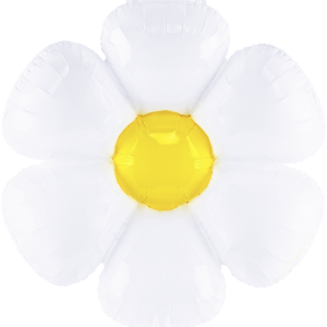 Шар (28''/71 см) Цветок, Ромашка (надув воздухом), Белый, 1 шт.