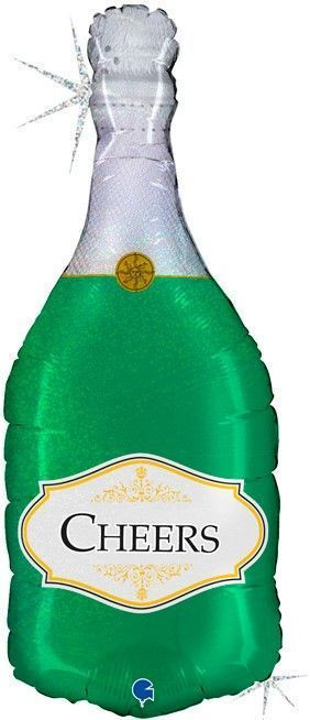 Шар (36''/91 см) Фигура, Бутылка Шампанское, Голография, 1 шт.
