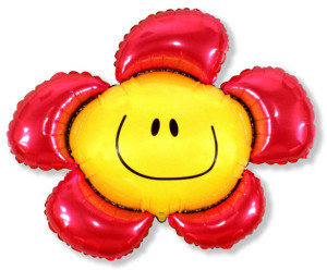 Шар (41''/104 см) Цветок, Солнечная улыбка, Красный, 1 шт.