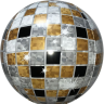 Шар 3D (22''/56 см) Сфера, Сверкающее диско, Черный/Золото, 1 шт.