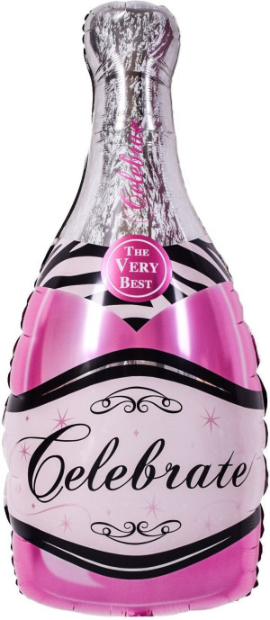 Шар (39''/99 см) Фигура, Бутылка Шампанское, Розовый, 1 шт.