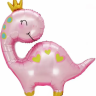 Шар (37''/94 см) Фигура, Динозаврик Принцесса, Розовый, 1 шт. в уп.