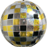 Шар 3D (22''/56 см) Сфера, Сверкающее диско, Черный/Золото, Голография, 1 шт.