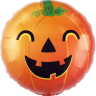Шар (18''/46 см) Круг, Веселая тыква на Хэллоуин, Оранжевый, 1 шт.