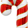 Шар (29''/74 см) Фигура, Леденец трость, Золотая полоска, Белый/Красный, 1 шт.