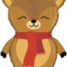 Шар (29''/74 см) Фигура, Маленький олень в красном шарфе, Коричневый, 1 шт.
