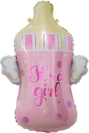 Шар (32''/81 см) Фигура, Бутылочка для малышки, Розовый, 1 шт.
