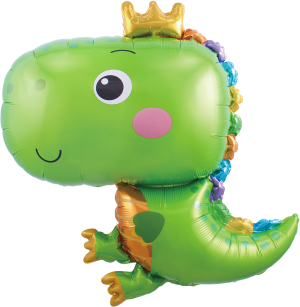Шар (29''/74 см) Фигура, Динозаврик в короне, Зеленый, 1 шт.