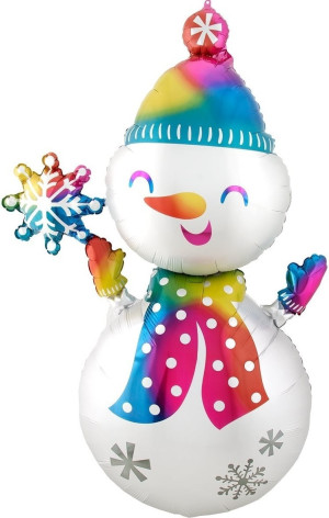 Шар (43''/109 см) Фигура, Снеговик в ярком шарфе, Градиент, 1 шт.