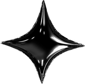 Шар (29''/74 см) Звезда, 4х-конечная, Сириус, Черный блеск, 1 шт. в уп.
