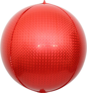 Шар 3D (24''/61 см) Сфера, Стерео, Красный, Голография, 1 шт.