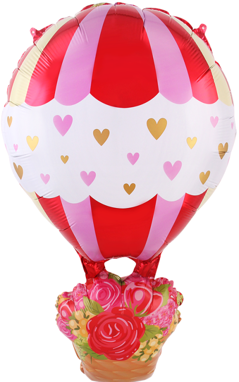 Шар (34''/86 см) Фигура, Воздушный шар, Цветы с любовью, Красный, 1 шт.