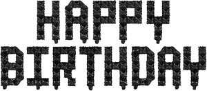 Набор шаров-букв (16''/41 см) Мини-Надпись "Happy Birthday", Пиксели, Черный, 1 шт. в уп.