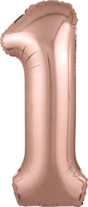 Аг 40 Цифра "1" Розовое золото Slim в упаковке / 1 шт /, Фольгированный шар (РОССИЯ)