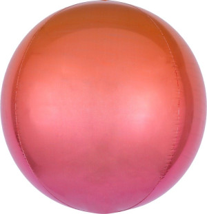 Шар 3D (22''/56 см) Сфера, Красный/Фуше, Градиент, 1 шт.