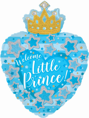 Шар (24''/61 см) Сердце, С Днем Рождения, Маленький Принц, Голубой, 1 шт.