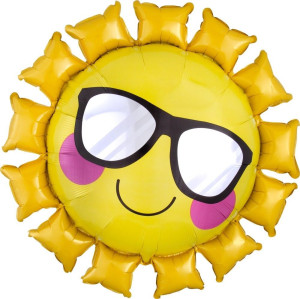 Шар (31''/79 см) Фигура, Солнце в солнечных очках, Желтый, 1 шт.