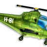 Шар (38''/97 см) Фигура, Вертолет, Зеленый, 1 шт.
