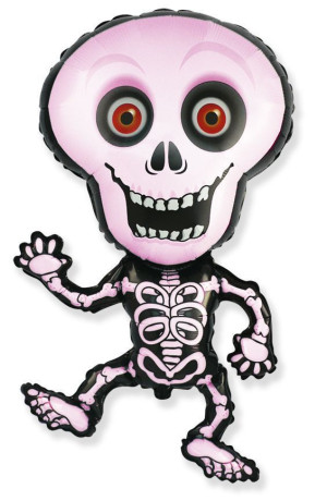 Шар (40''/102 см) Фигура, Танцующий скелет, Розовый, 1 шт.