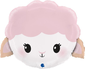 Шар (19''/48 см) Фигура, Милая овечка, Розовый, 1 шт.